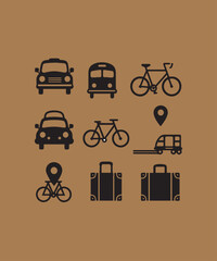 transportation icons set