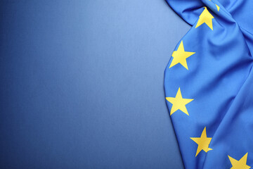 Flag of European Union on  blue background
