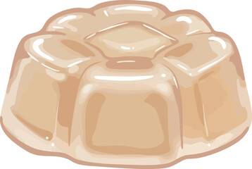 A light beige, flower-shaped, glossy dessert, likely a gelatin or jelly confection.