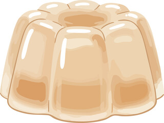 A simple vector illustration of a glossy, off-white gelatin dessert shaped in a classic fluted ring mold.