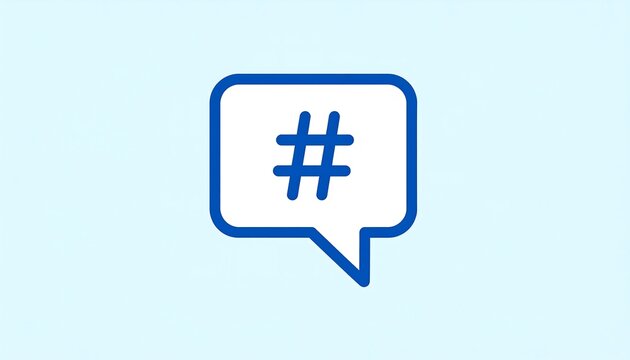 Blue speech bubble with hashtag
