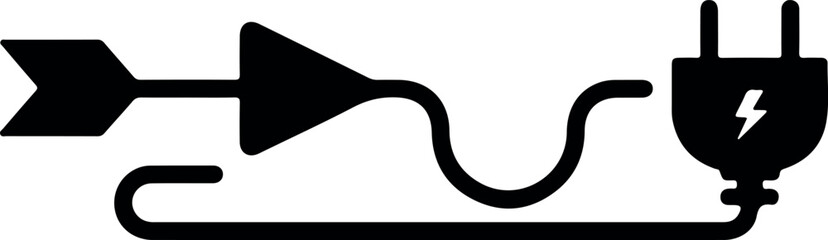 Electrical arrow pointing towards a power plug for energy.