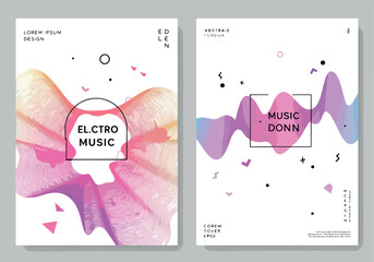Electro Music Event Posters with Abstract Wave Designs.