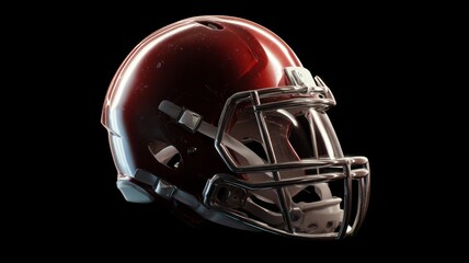 Fototapeta premium Red american football helmet isolated on white background showing professional sports equipment for team game, training, competition, and athletic design concept