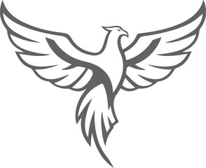 Obraz premium Elegant phoenix bird soaring with outstretched wings in a graceful pose.
