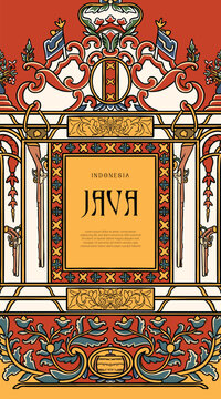 Handdrawn illustration of the Pakualaman cultural motif from Yogyakarta Indonesia