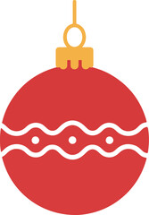 Obraz premium Festive red Christmas ornament with white wavy stripes and dots for holiday decoration.