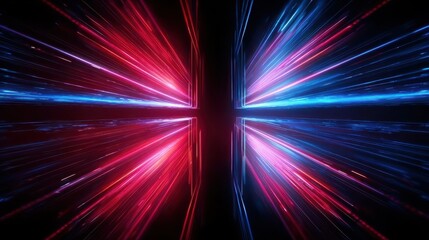 Synthwave-inspired 3D abstract background with cyber space and laser show themes, creating a futuristic wallpaper look. Use for advertising, web design, and creative content.