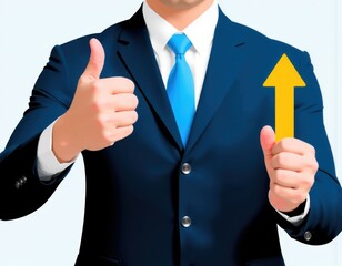 Quality control Businessman showing cost with down arrow and quality with up arrow for business project management strategy have to control budget cost and improvement quality of product and service u
