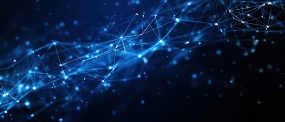 Network and data connections on dark blue background, tech-themed for web design. Ideal for startups, IT companies, and modern marketing.