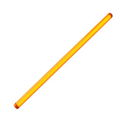 A bright, vibrant orange-yellow fluorescent tube stands out against a pure black background.