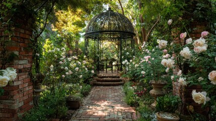 Rose garden gazebo pathway