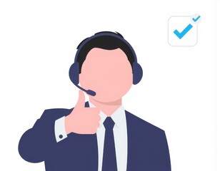 technical support approval concept Businessman showing thumbs up with tech icons and a checkmark symbolizing trusted service IT assistance system monitoring and customer satisfaction ui interface user