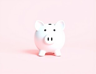 white piggy Bank on a pink background with copyspace for design ui interface user
