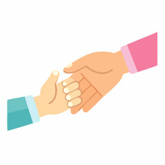 Two Hands Reaching Gesture with Color Block Style against White Background for Communication Concept