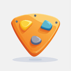 Abstract Illustration Of A Orange Triangular Board With Colorfully Shaped Elements Isolated On White Background