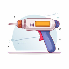 Illustration Of A Drill With Orange And Blue Accents Set Against A Light Blue Background