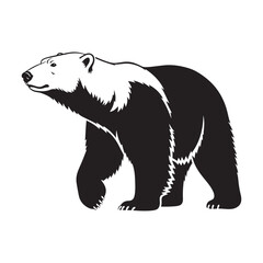 Obraz premium Black and White Silhouette of a Walking Polar Bear with Detailed Fur Texture Keywords: polar bear, animal, wildlife, arctic, north, Christmas Day