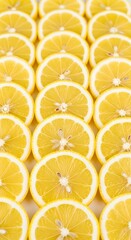 Rows of lemon slices create a vibrant and refreshing pattern, perfect for summer themed designs and backgrounds