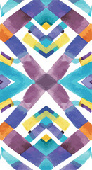 Geometric watercolor pattern with vibrant colors and symmetrical design 2.