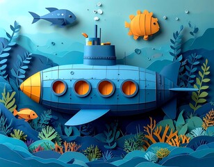 Submarine Adventure in a Papery Ocean