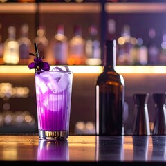Purple cocktail on bar