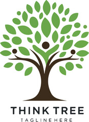 Human Tree Logo Represents Growth and Development in Nature.