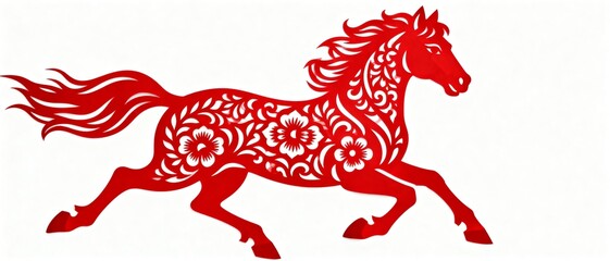 Red paper cut horse