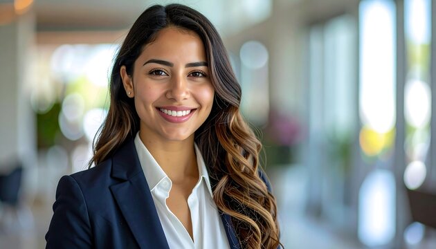 Confident businesswoman in modern office setting