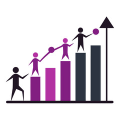 business people with graph and arrow