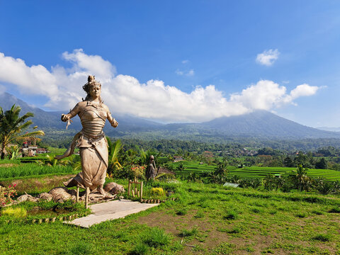Bali, Indonesia. September 26, 2025. Dewi Sri or Goddess of rice Bamboo Statue in Jatiluwih , Tabanan, Bali. 