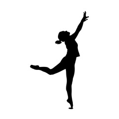 A silhouette of a graceful female ballet dancer in an elegant pose.