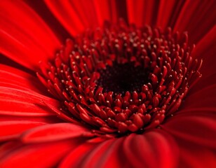 Close-up of a vibrant red gerbera flower