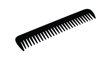 A simple black hair comb isolated on a white background silhouette