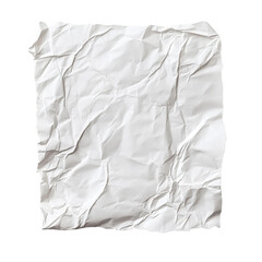 Crumpled white paper texture background design element isolated on a white background