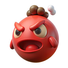 3D Angry Red Emoji with Steam - Rage & Frustration Symbol