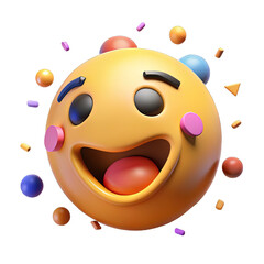 3D Celebrating Emoji with Confetti - Party & Joy Symbol
