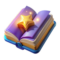 3D Open Fairytale Book with Magic Star - Fantasy & Storytelling Icon