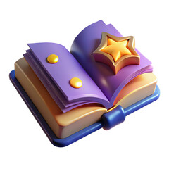3D Open Fairytale Book with Magic Star - Fantasy & Storytelling Icon