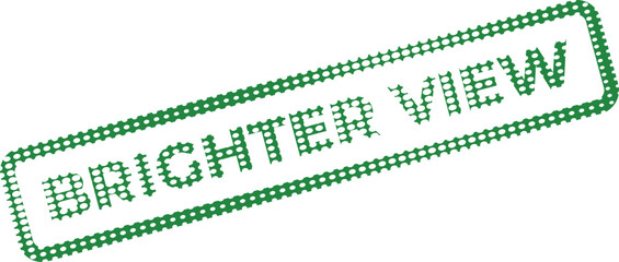 Obraz premium Green dotted rectangular seal displays brighter view text on a transparent background