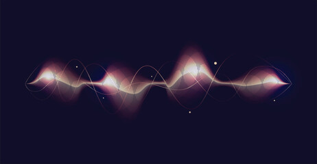 Abstract visualization of sound waves, showing light and color gradients against a dark background.