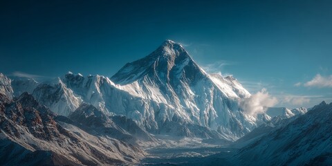 Fototapeta premium A Glimpse of the Beauty of a Majestic Snowy Mountain