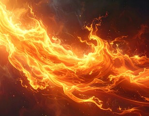 Abstract fiery stream on dark background (1)