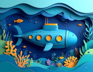 Submarine voyage through a paper-cut sea