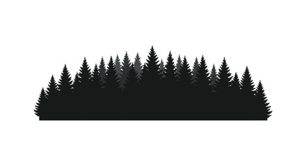 Dark coniferous forest outline against a plain white background silhouette © AL-AMIN