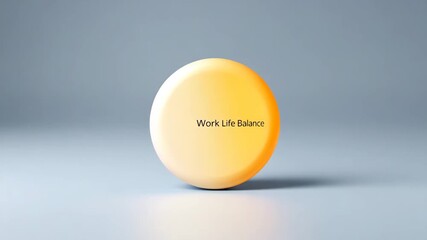 Work life balance yellow sphere minimal background with soft shadow and modern motivational smooth surface, pastel gradient round shape, abstract object, calm atmosphere, positive simplicity