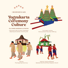 Isolated Yogyakarta ceremony Cultural Cellshaded Illustration