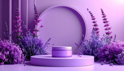 Purple floral product display