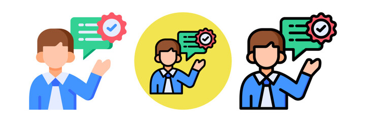 Consulting Expertise Icon Flat & Flat Line Style Collection Set