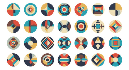 Discover stunning modern geometric icons and patterns, perfect for branding, web design, and artistic projects seeking a vibrant, retro feel.